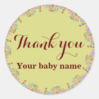 Cute Wildflowers Baby Shower Thank You Classic Round Sticker