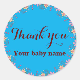 Cute Wildflowers Baby Shower Thank You  Classic Round Sticker