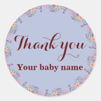 Cute Wildflowers Baby Shower Thank You Classic Round Sticker