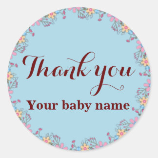 Cute Wildflowers Baby Shower Thank You Classic Round Sticker