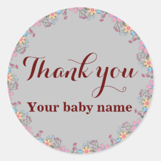 Cute Wildflowers Baby Shower Thank You Classic Round Sticker