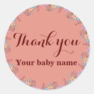 Cute Wildflowers Baby Shower Thank You Classic Round Sticker