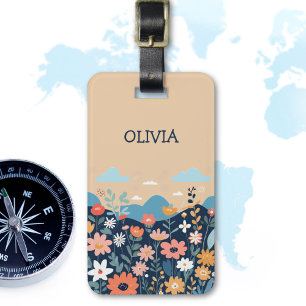Cute Wildflowers Botanical Personalized  Luggage Tag