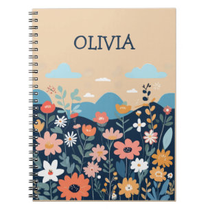 Cute Wildflowers Botanical Personalized Notebook