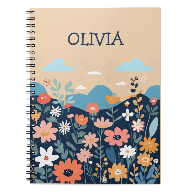 Cute Wildflowers Botanical Personalized  Notebook (Front)