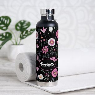Cute Wildflowers with Name Water Bottle