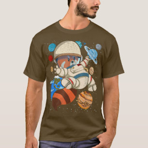 Cute Wildlife Animal Outer Space Astronaut Red Pan T-Shirt