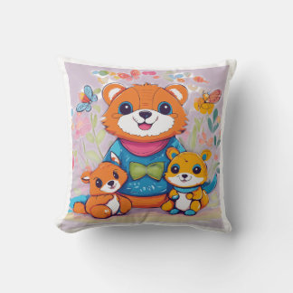 Cute Wildlife Design for Kids’ Room Throw Pillow