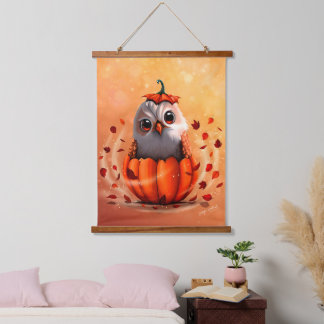 Cute Wildlife Of An Owl's : Autumn's forest Hanging Tapestry