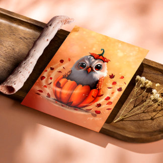 Cute Wildlife Of An Owl's Echo: Autumn's Guardian Photo Print