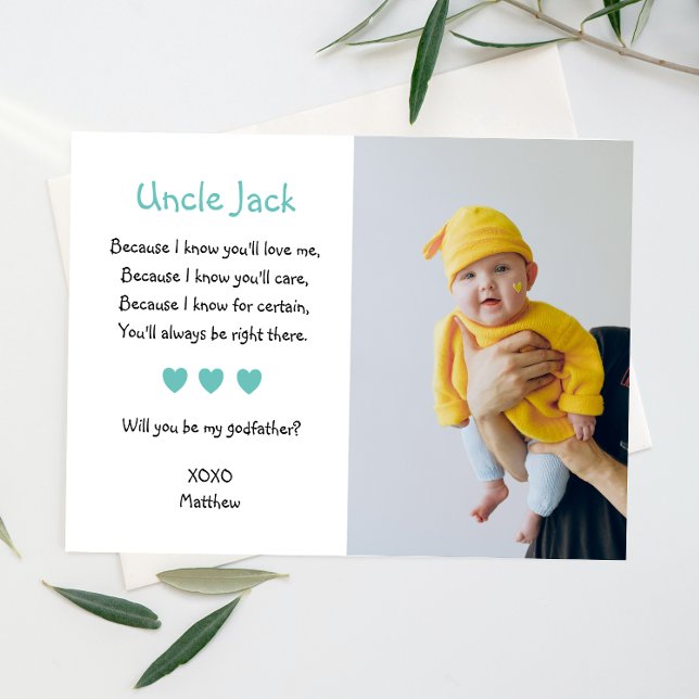 Cute Will You Be My Godfather Proposal Photo Invitation (Creator Uploaded)