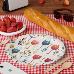 Cute wine cups paper plate