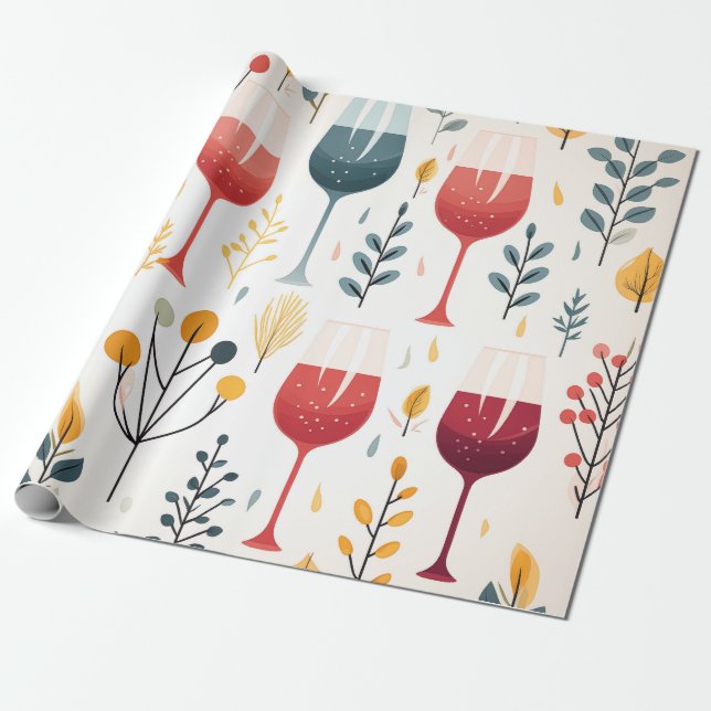 Cute wine cups wrapping paper (Unrolled)