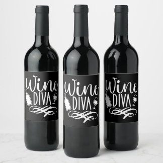 Cute Wine Diva Funny Wine Label