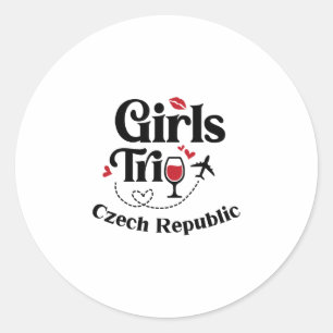 Cute Wine Girls Trip Czech Republic Travel Vacatio Classic Round Sticker
