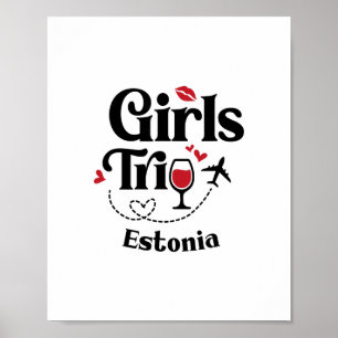 Cute Wine Girls Trip Estonia Travel Vacation Poster