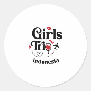 Cute Wine Girls Trip Indonesia Travel Vacation Classic Round Sticker