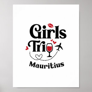 Cute Wine Girls Trip Mauritius Travel Vacation Poster