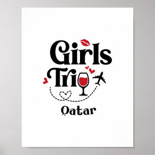 Cute Wine Girls Trip Qatar Travel Vacation  Poster