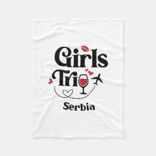 Cute Wine Girls Trip Serbia Travel Vacation Fleece Blanket