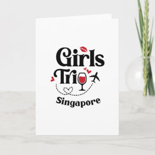 Cute Wine Girls Trip Singapore Travel Vacation Card