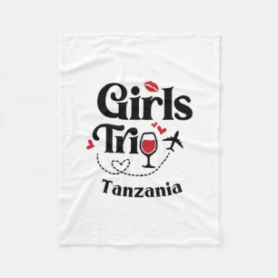 Cute Wine Girls Trip Tanzania Travel Vacation Fleece Blanket