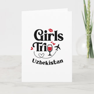 Cute Wine Girls Trip Uzbekistan Travel Vacation  Card
