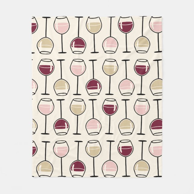 Cute Wine Glass Pattern Fleece Blanket (Front)