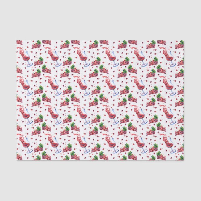 cute wine lovers tiled party  tissue paper (Front)