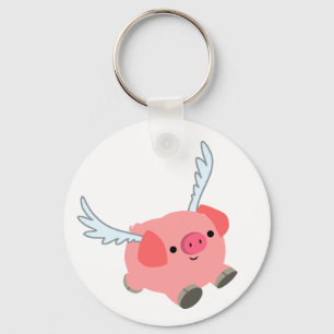 Cute Winged Cartoon Pig Keychain