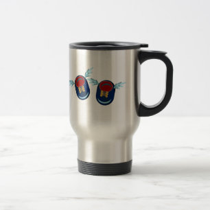 Cute winged little shoes in blue and red travel mug