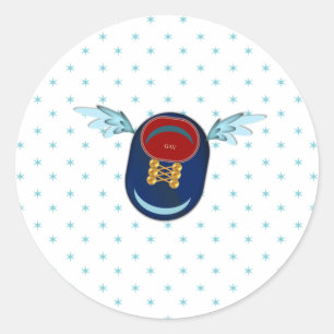 Cute winged shoe cartoon classic round sticker