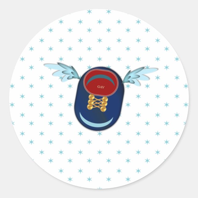 Cute winged shoe cartoon classic round sticker (Front)
