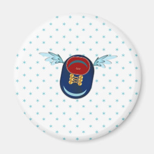 Cute winged shoe cartoon magnet
