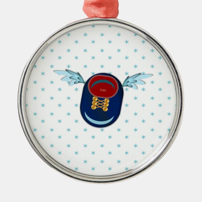 Cute winged shoe cartoon & stars metal ornament (Front)