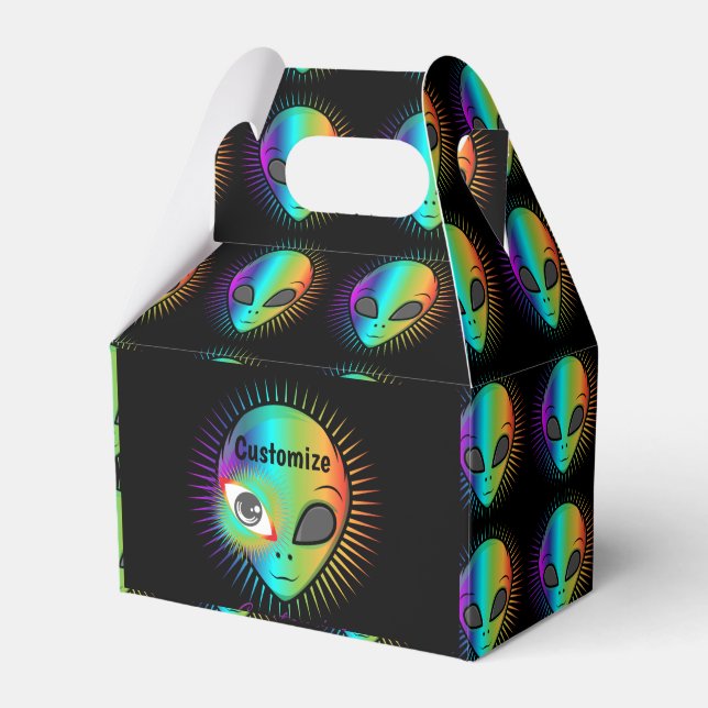 Cute Winking Alien Head Thunder_Cove Favor Box (Front Side)