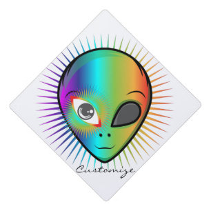 Cute Winking Alien Head Thunder_Cove Graduation Cap Topper