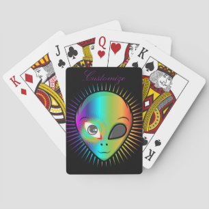 Cute Winking Alien Head Thunder_Cove Playing Cards