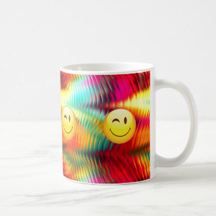 Cute Winking Happy Face and Bright Colors Coffee Mug