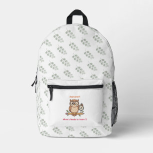 Cute Winking Owl Back to School Toon Illustration Printed Backpack
