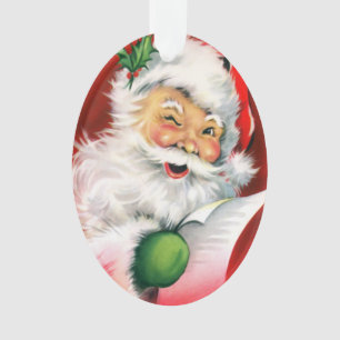 Cute Winking Santa Christmas List Ornament