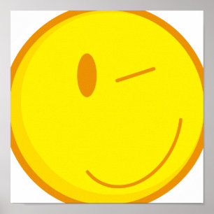 cute winking smiley face poster