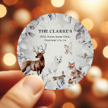 Cute Winter Animals Christmas Return Address Classic Round Sticker<br><div class="desc">Take the strain off sending out Christmas Holiday Cards this year with these cute winter forest animals Christmas Return Address Stickers. All text is easy to customize.</div>