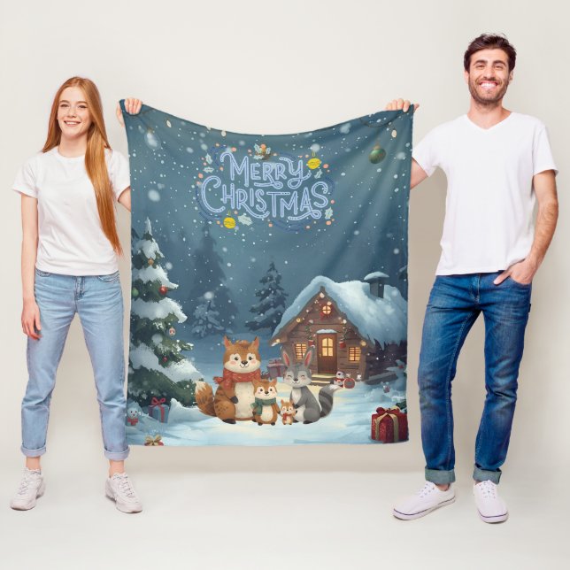 Cute Winter Animals Fleece Blanket (In Situ)