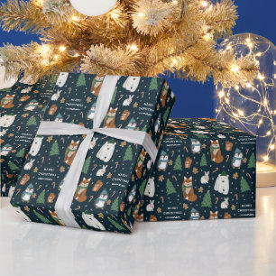 Cute Winter Animals Personalized Christmas Wrapping Paper