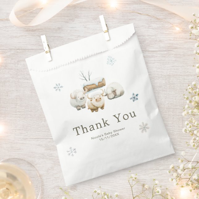 Cute Winter Arctic Cow Baby Shower Favour Bag (Clipped)