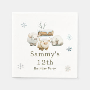 Cute Winter Arctic Cow Birthday  Napkin