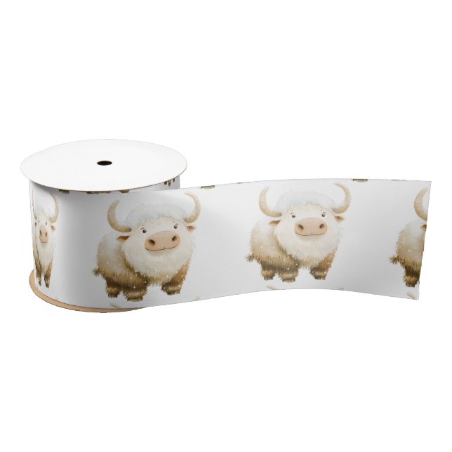 Cute Winter Arctic Cow Satin Ribbon (Spool)