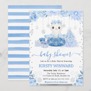 Cute Winter Arctic Fox Baby Shower Invitation