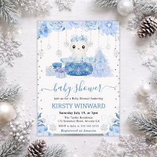 Cute Winter Arctic Fox Baby Shower Invitation